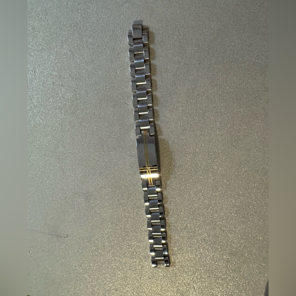 Brilliant Line men’s stainless steel bracelet with gold tone accent and diamond